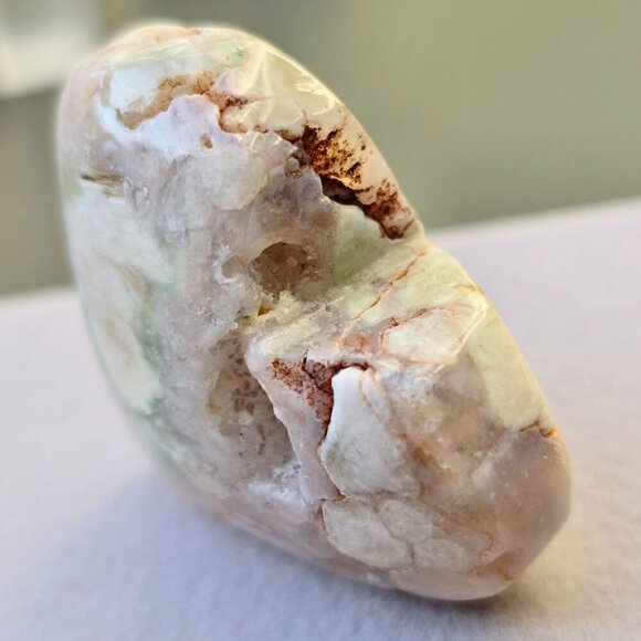 Cherry Blossom Agate Heart Crystal ✦ 41g Polished Healing Stone ✦ One-of-a-Kind - Picture 5 of 13